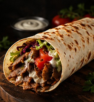 Drehspieß im Yufka mit Salat